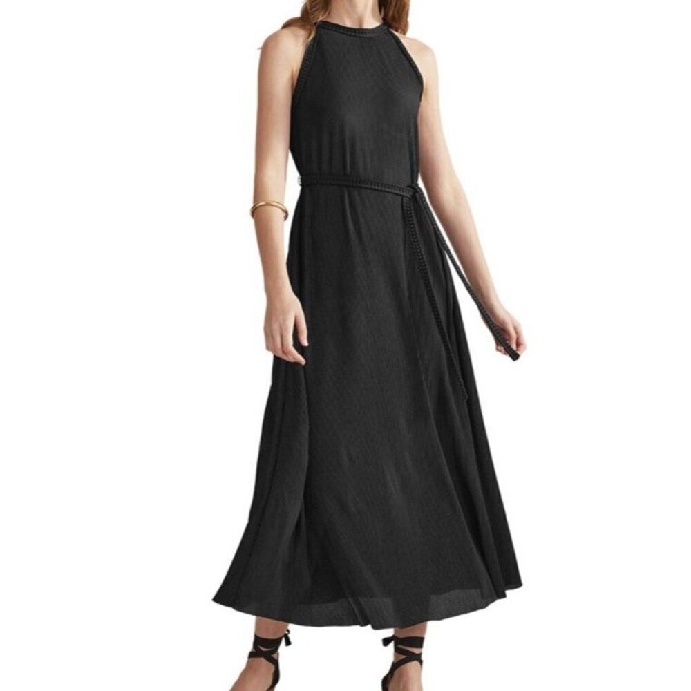 Boden Plisse Maxi Black Belted Dress Women’s 8P NWT - Picture 14 of 14